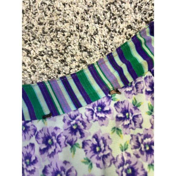 Roberto Cavalli Dress XL Floral Stripe Sleeveless‎ Purple Green Boho Y2K Resort - Picture 7 of 16